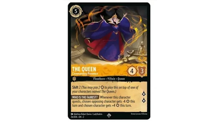 The evil queen in Disney Lorcana